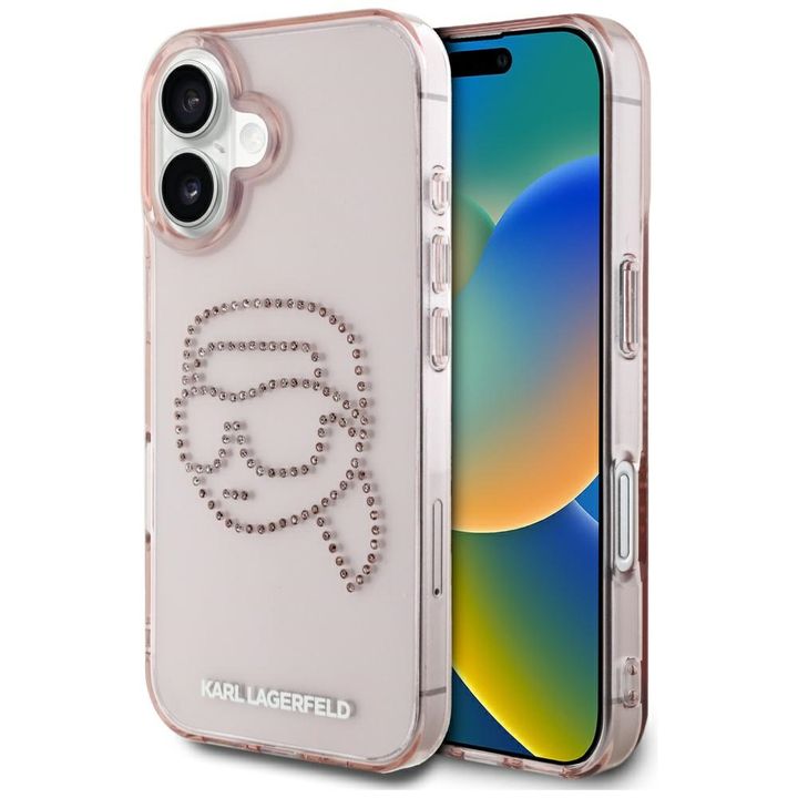 Etui Karl Lagerfeld IML Rhinestones Karl Head do iPhone 16 różowy na NearMe.pl