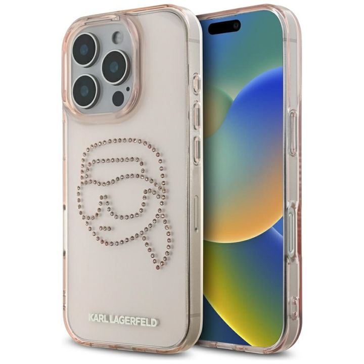Etui Karl Lagerfeld IML Rhinestones Karl Head do iPhone 16 Pro różowy na NearMe.pl