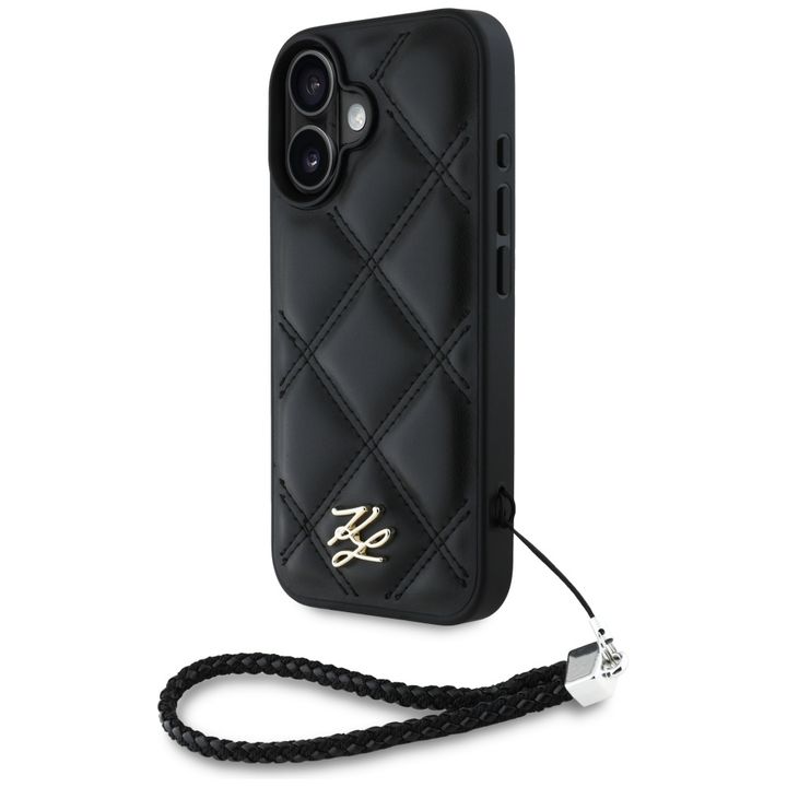 Etui Karl Lagerfeld Quilted Initial Logo & Chain Strap do iPhone 16 czarny na NearMe.pl