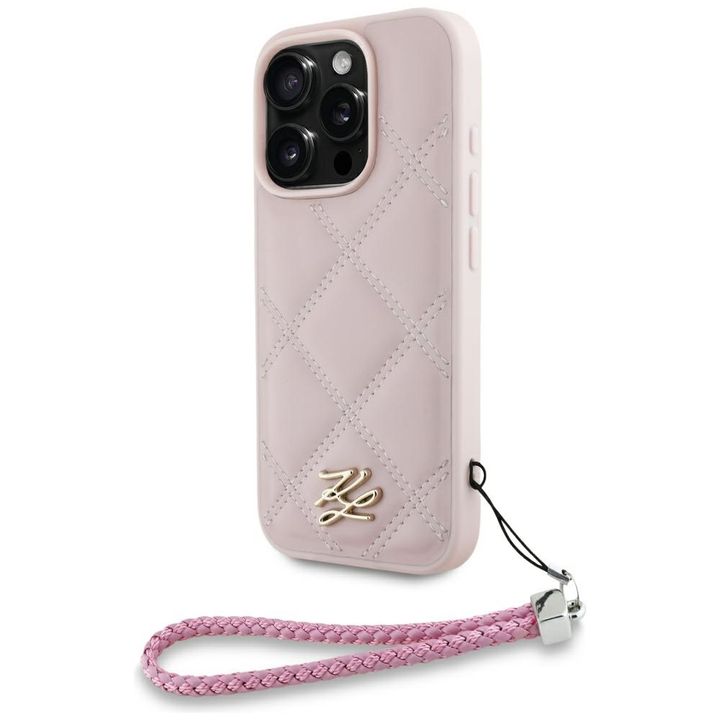 Etui Karl Lagerfeld Quilted Initial Logo & Chain Strap do iPhone 16 Pro różowy na NearMe.pl