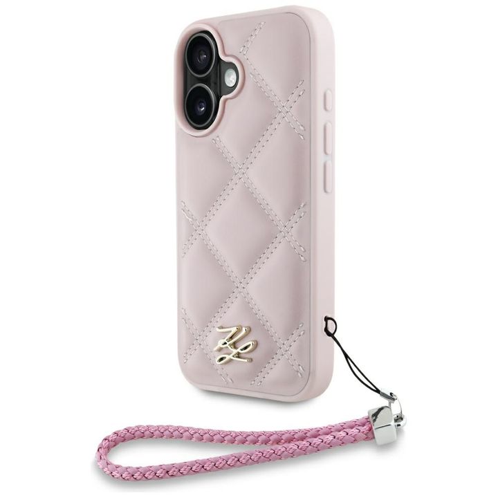 Etui Karl Lagerfeld Quilted Initial Logo & Chain Strap do iPhone 16 różowy na NearMe.pl