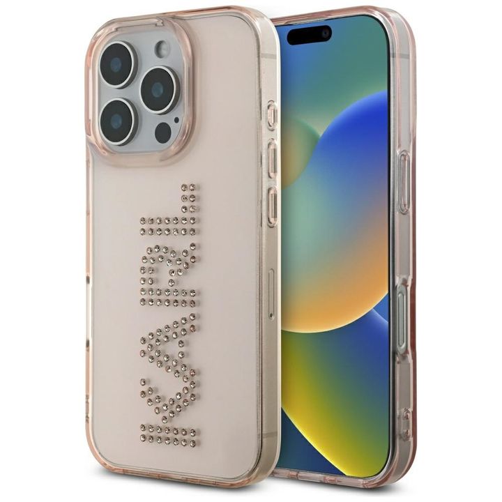 Etui Karl Lagerfeld IML Rhinestones Logo do iPhone 16 Pro Max różowy na NearMe.pl
