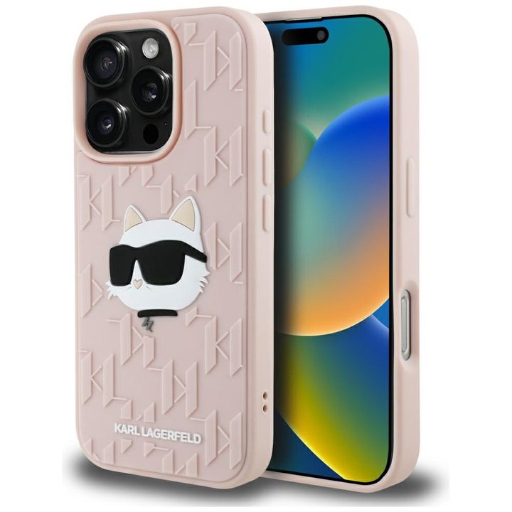 Etui Karl Lagerfeld 3D Rubber Monogram   & Choupette do iPhone 16 Pro różowy na NearMe.pl