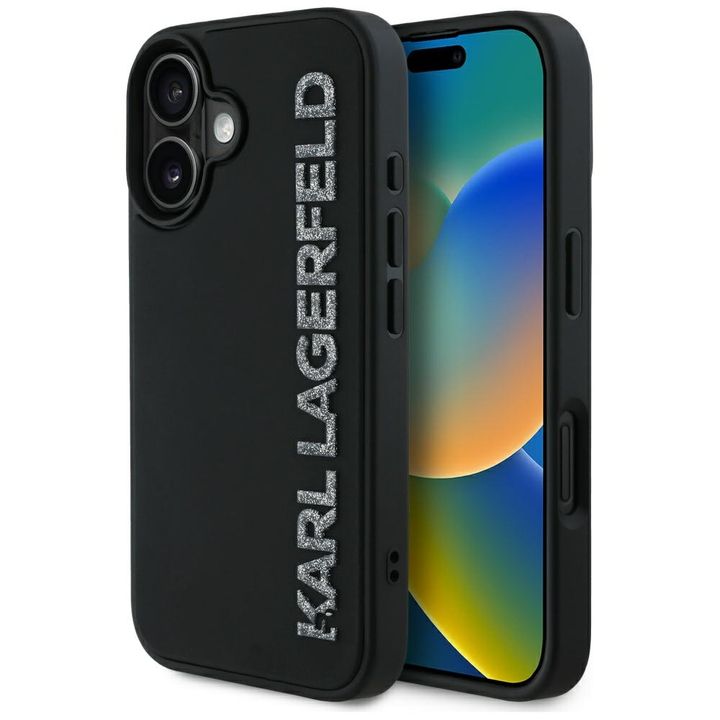 Etui Karl Lagerfeld HC 3D Rubber Elongated Glitter do iPhone 16 czarny na NearMe.pl