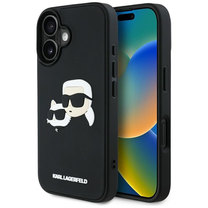 Etui Karl Lagerfeld HC 3D Rubber Double  Heads do iPhone 16 czarny na NearMe.pl