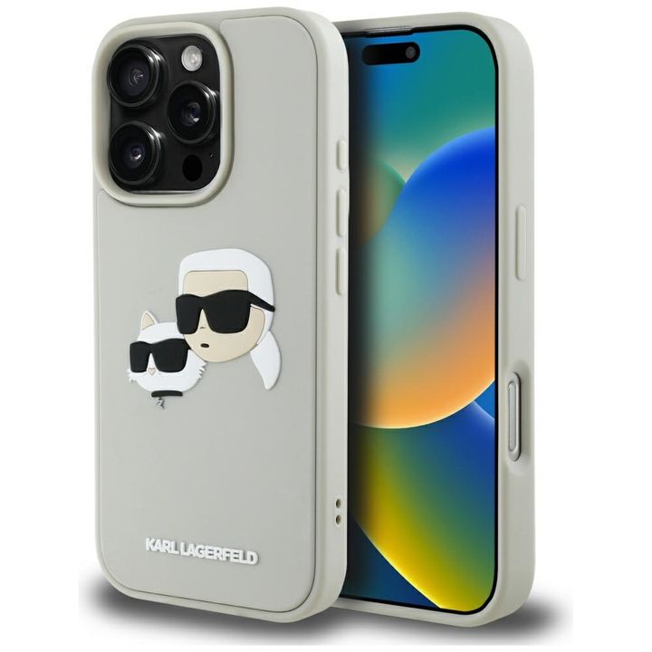 Etui Karl Lagerfeld HC 3D Rubber Double Heads do iPhone 16 Pro Max beżowy na NearMe.pl