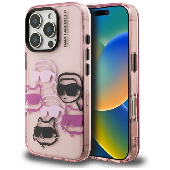 Etui Karl Lagerfeld IML Multi K&C Head   Pattern do iPhone 16 Pro Max różowy na NearMe.pl