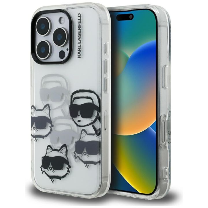 Etui Karl Lagerfeld IML Multi K&C Head   Pattern do iPhone 16 Pro przezroczysty na NearMe.pl