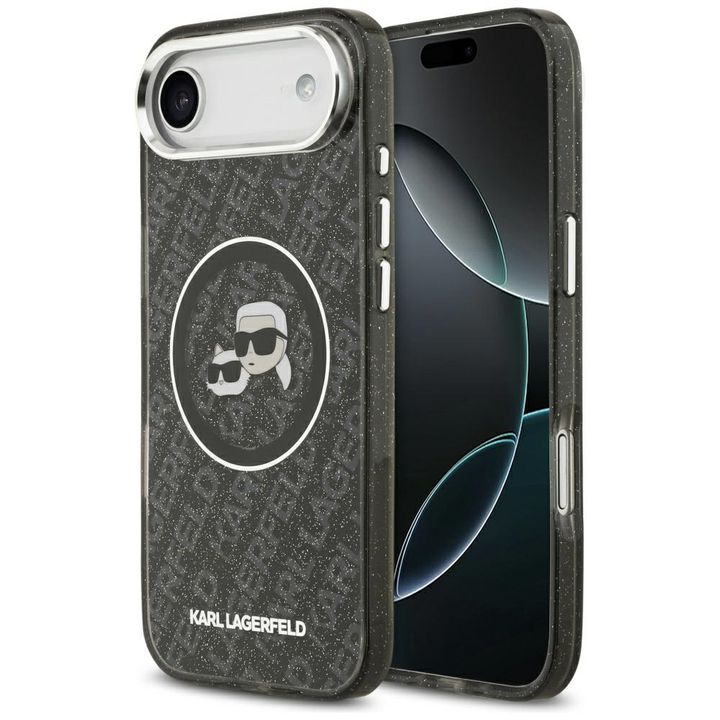 Etui Karl Lagerfeld IML Glitter Karl &   Choupette Heads Logo MagSafe do iPhone Air czarny na NearMe.pl