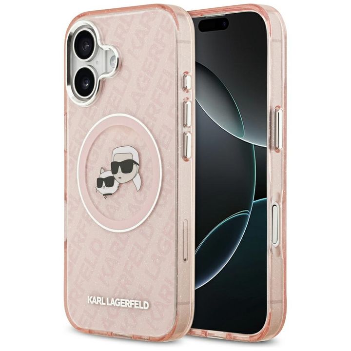Etui Karl Lagerfeld IML Glitter Karl &   Choupette Heads Logo MagSafe do iPhone 17 różowy na NearMe.pl