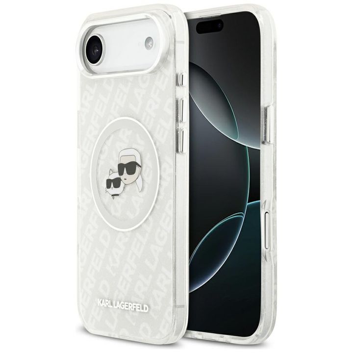 Etui Karl Lagerfeld IML Glitter Karl &   Choupette Heads Logo MagSafe do iPhone Air szary na NearMe.pl