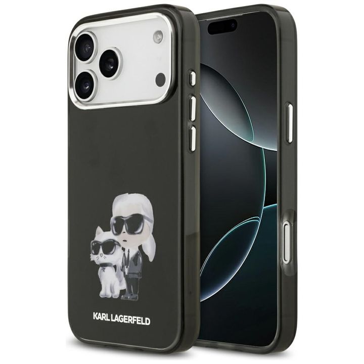 Etui Karl Lagerfeld IML Aquarelle Karl   & Choupette & Logo MagSafe do iPhone 17 Pro czarny na NearMe.pl