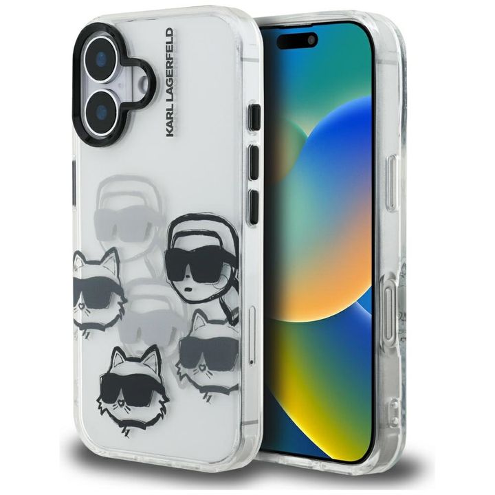 Etui Karl Lagerfeld IML Multi K&C Head   Pattern do iPhone 16 przezroczysty na NearMe.pl