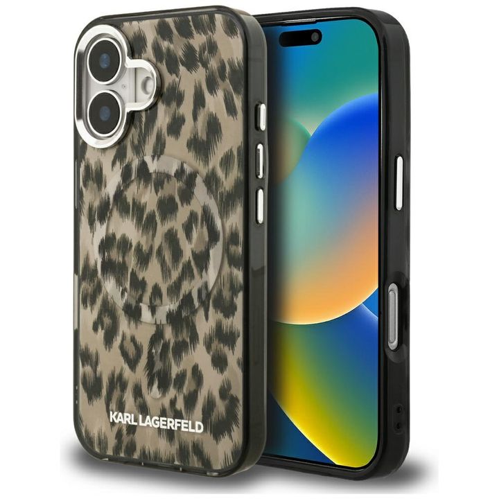 Etui Karl Lagerfeld IML Leopard Pattern  MagSafe do iPhone 16 brązowy na NearMe.pl
