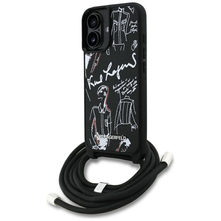 Etui Karl Lagerfeld Crossbody Grained    Pattern & Logo do iPhone 16 czarny na NearMe.pl