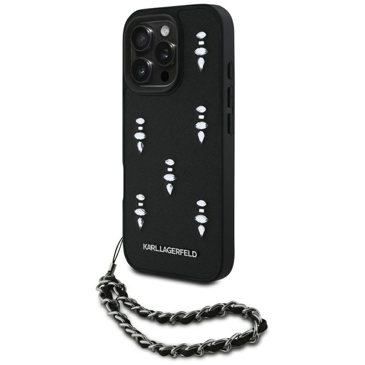 Etui Karl Lagerfeld Saffiano Crystals    w/Chain do iPhone 16 Pro Max czarny na NearMe.pl
