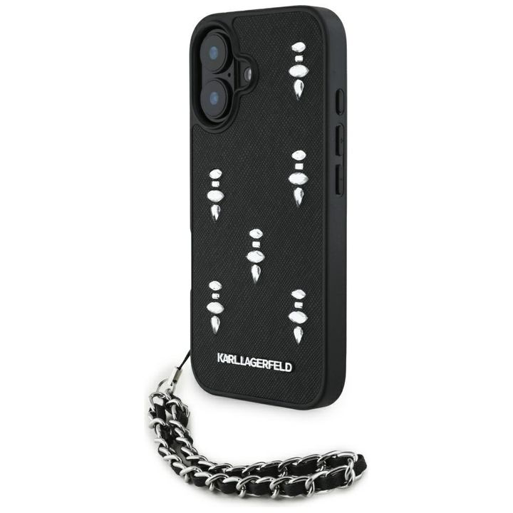 Etui Karl Lagerfeld Saffiano Crystals    w/Chain do iPhone 16 czarny na NearMe.pl