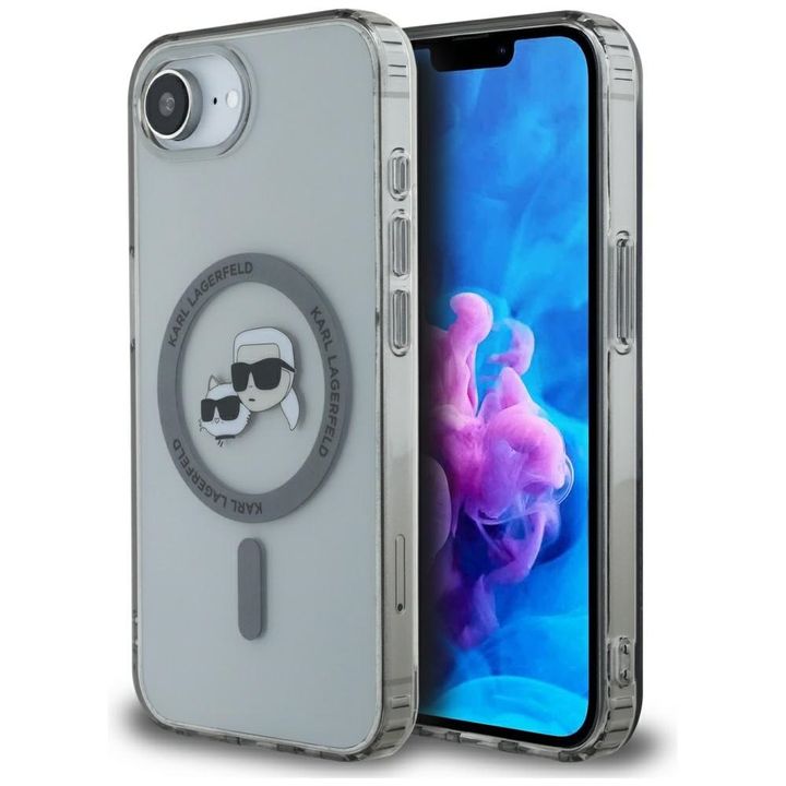 Etui Karl Lagerfeld IML Metal Karl &     Choupette Heads MagSafe do iPhone 16e / 17e czarny na NearMe.pl