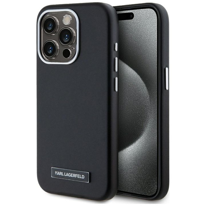 Etui Karl Lagerfeld  FW Metal Plate      MagSafe do iPhone 15 Pro Max czarny na NearMe.pl