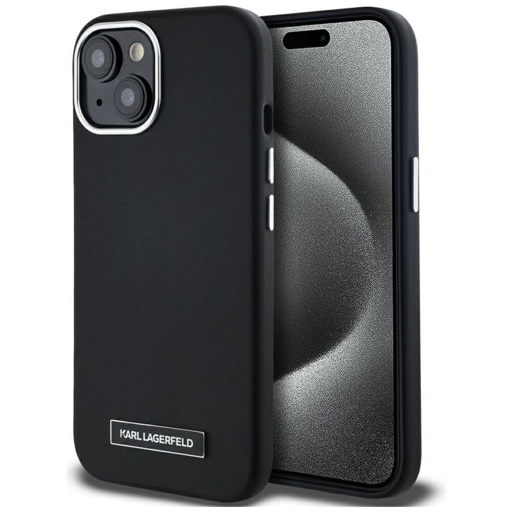 Etui Karl Lagerfeld  FW Metal Plate      MagSafe do iPhone 15 czarny na NearMe.pl