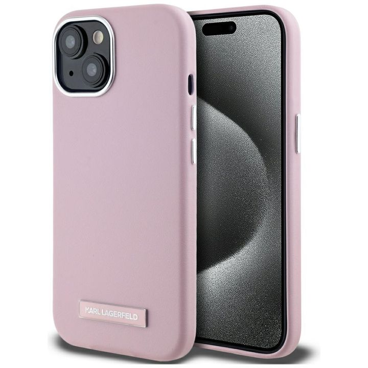 Etui Karl Lagerfeld FW Metal Plate       MagSafe do iPhone 15 różowy na NearMe.pl