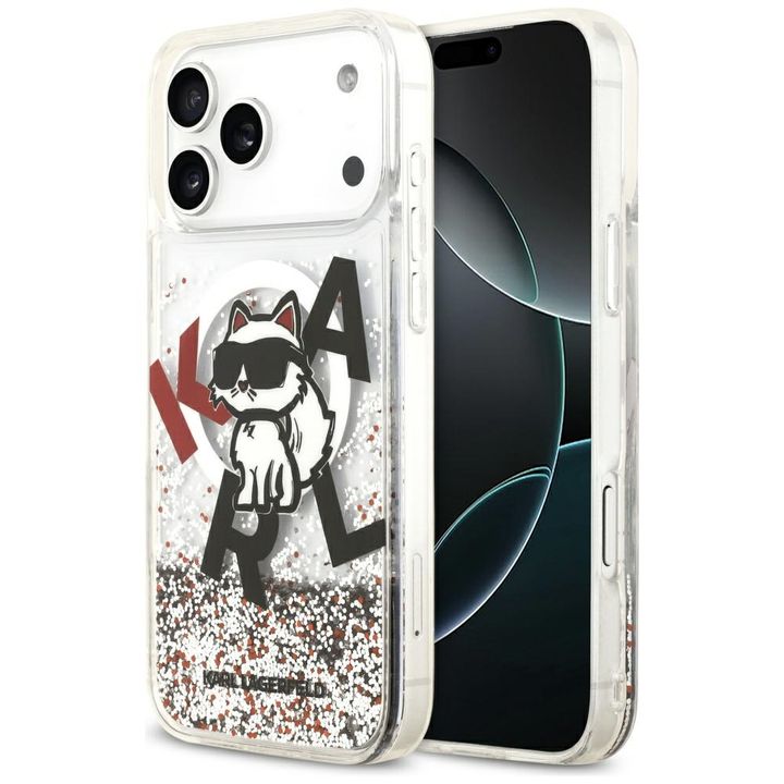 Etui Karl Lagerfeld Liquid Glitter       Choupette Logo MagSafe do iPhone 17 Pro Max przezroczysty na NearMe.pl