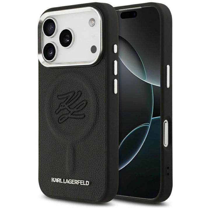 Etui Karl Lagerfeld Initial & Metal Logo MagSafe do iPhone 17 Pro czarny na NearMe.pl