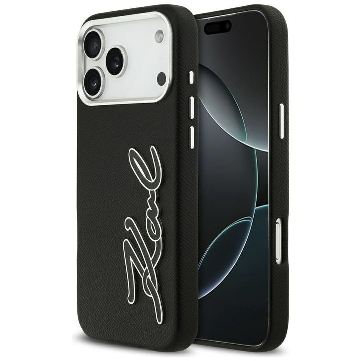 Etui Karl Lagerfeld FW Grained Signature Logo do iPhone 17 Pro Max czarny na NearMe.pl