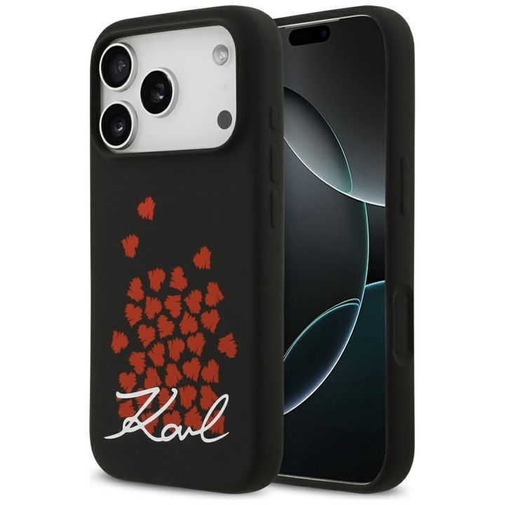 Etui Karl Lagerfeld Silicone Heart Sign Logo MagSafe do iPhone 17 Pro czarny na NearMe.pl