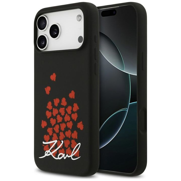 Etui Karl Lagerfeld Silicone Heart Sign  Logo MagSafe do iPhone 17 Pro Max czarny na NearMe.pl