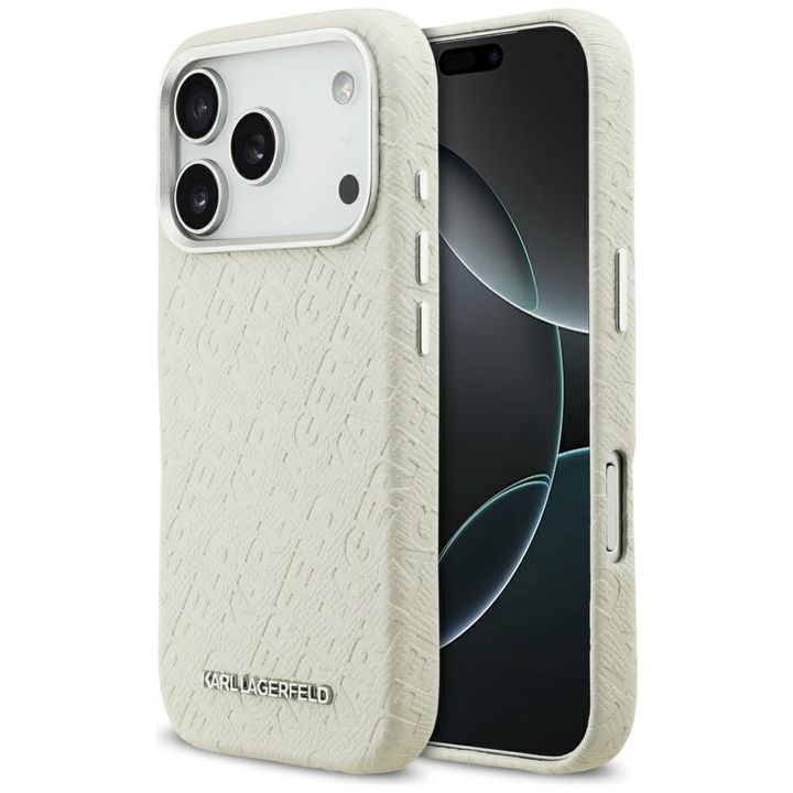 Etui Karl Lagerfeld FW Stamped Karl      MagSafe do iPhone 17 Pro beżowy na NearMe.pl