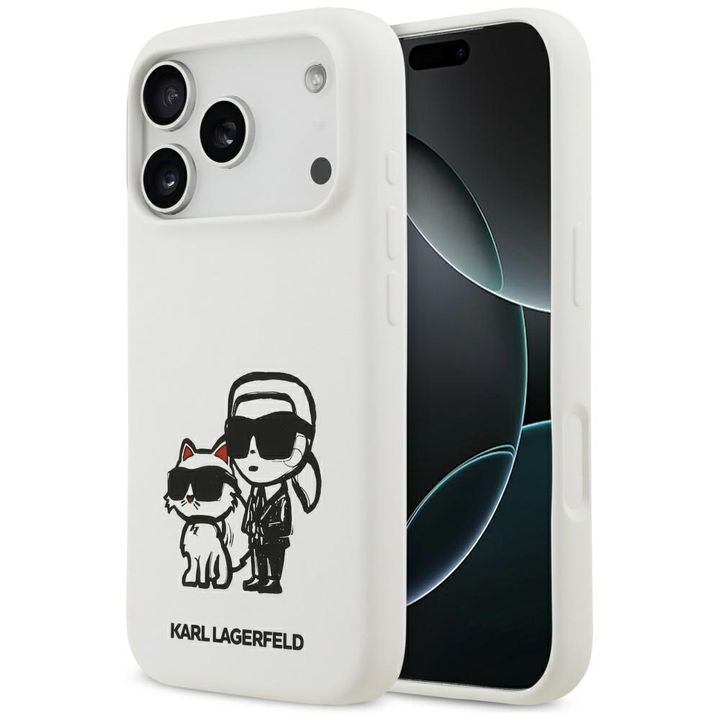 Etui Karl Lagerfeld Silicone K&C Sketch  & Logo MagSafe do iPhone 17 Pro biały na NearMe.pl