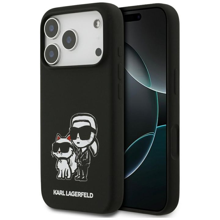 Etui Karl Lagerfeld Silicone K&C Sketch  & Logo MagSafe do iPhone 17 Pro czarny na NearMe.pl