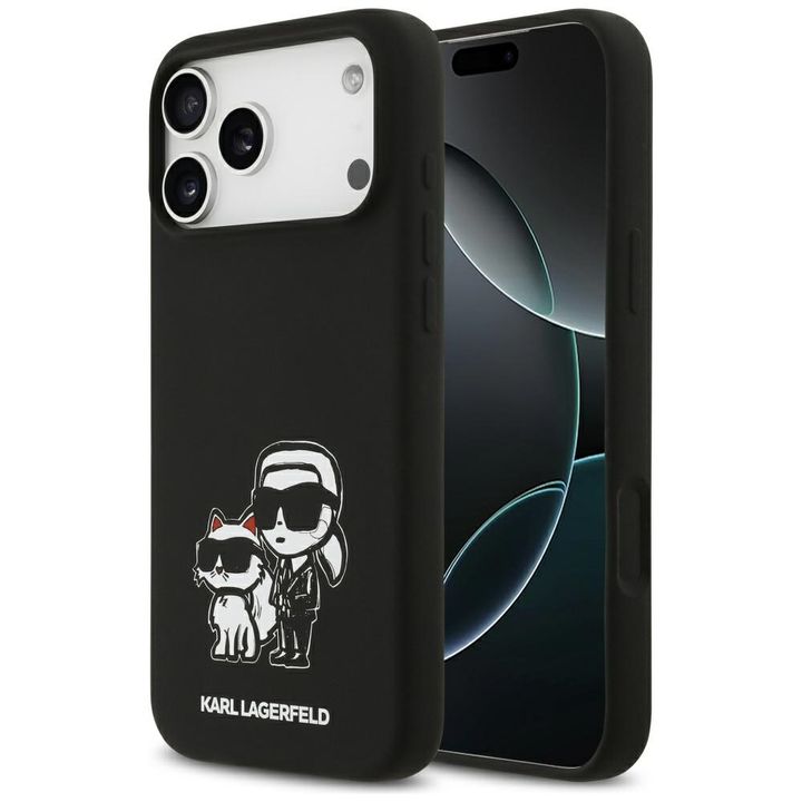 Etui Karl Lagerfeld Silicone K&C Sketch  & Logo MagSafe do iPhone 17 Pro Max czarny na NearMe.pl