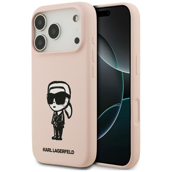 Etui Karl Lagerfeld Silicone Karl Sketch & Logo MagSafe do iPhone 17 Pro różowy na NearMe.pl