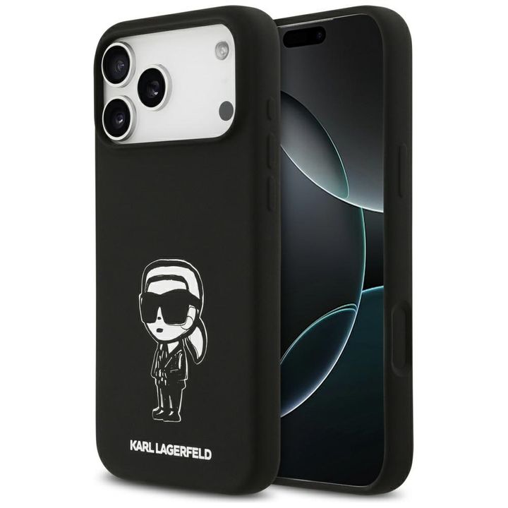 Etui Karl Lagerfeld Silicone Karl Sketch & Logo MagSafe do iPhone 17 Pro Max czarny na NearMe.pl