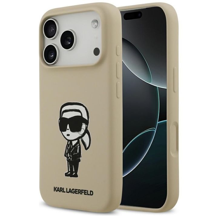 Etui Karl Lagerfeld Silicone Karl Sketch & Logo MagSafe do iPhone 17 Pro brązowy na NearMe.pl