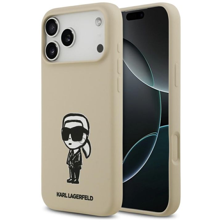 Etui Karl Lagerfeld Silicone Karl Sketch & Logo MagSafe do iPhone 17 Pro Max brązowy na NearMe.pl