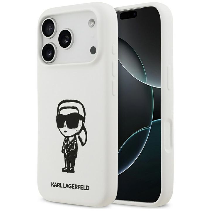 Etui Karl Lagerfeld Silicone Karl Sketch & Logo MagSafe do iPhone 17 Pro biały na NearMe.pl