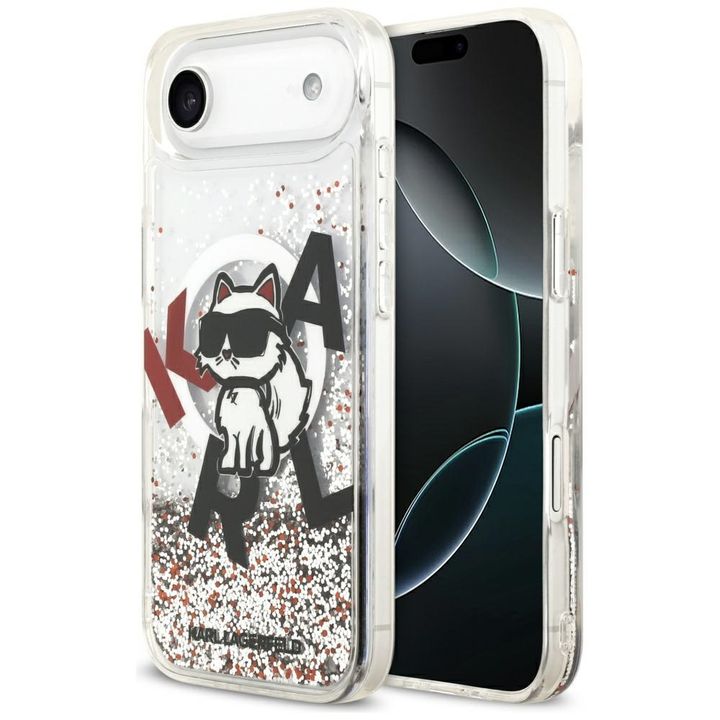 Etui Karl Lagerfeld Liquid Glitter Choupette Logo MagSafe do iPhone Air przezroczysty na NearMe.pl