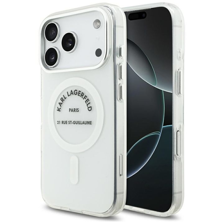 Etui Karl Lagerfeld IML Karl RSG Logo    MagSafe do iPhone 17 Pro przezroczysty na NearMe.pl