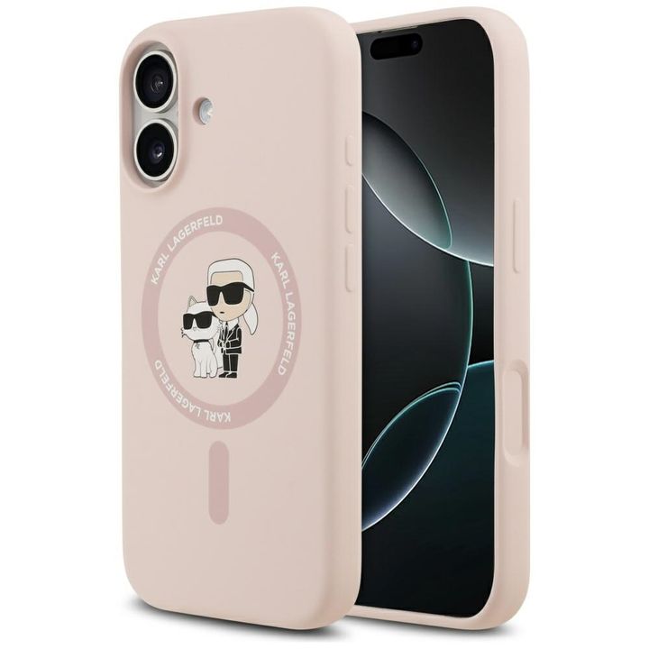 Etui Karl Lagerfeld Silicone             Karl&Choupette Ring MagSafe do iPhone 17 różowy na NearMe.pl