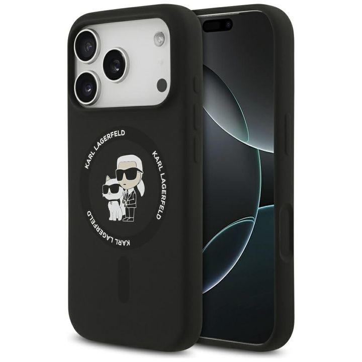 Etui Karl Lagerfeld Silicone             Karl&Choupette Ring MagSafe do iPhone 17 Pro Max czarny na NearMe.pl