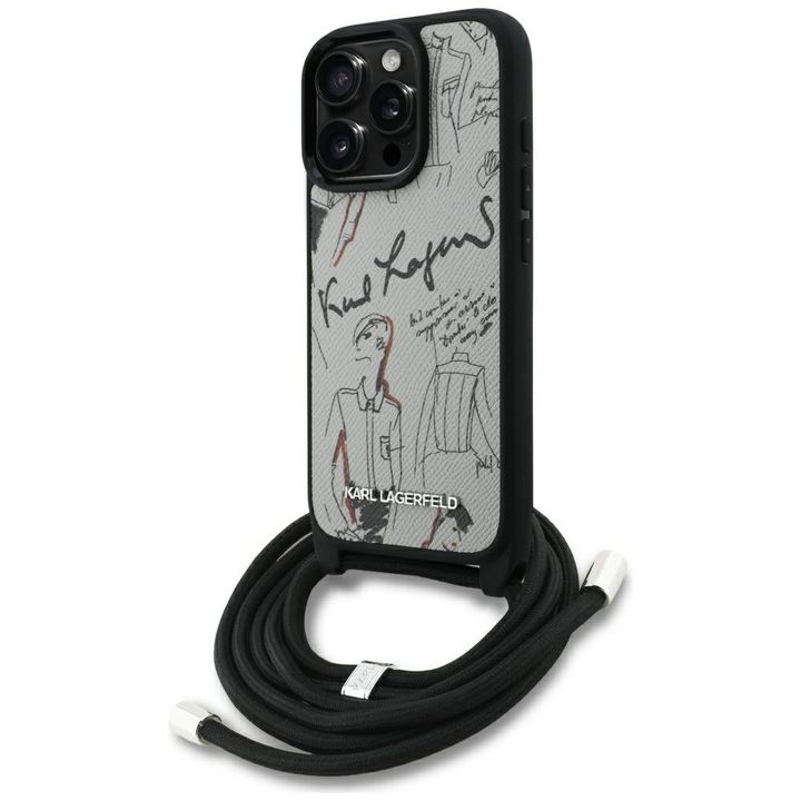 Etui Karl Lagerfeld Crossbody Grained    Pattern & Logo do iPhone 16 Pro Max szary na NearMe.pl