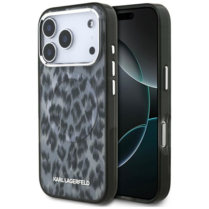 Etui Karl Lagerfeld IML Leopard Pattern MagSafe do iPhone 17 Pro czarny na NearMe.pl
