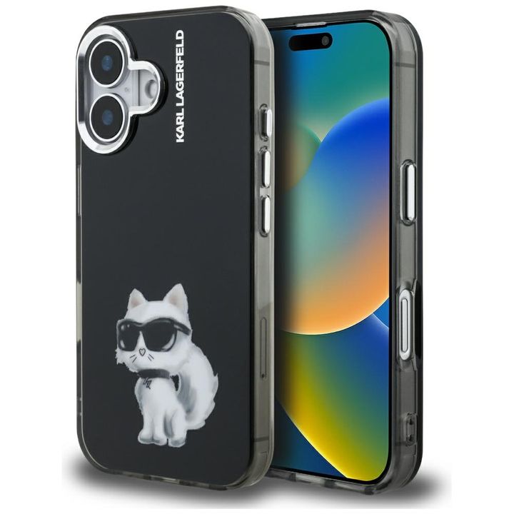 Etui Karl Lagerfeld IML Aquarelle        Choupette & Logo do iPhone 16 czarny na NearMe.pl