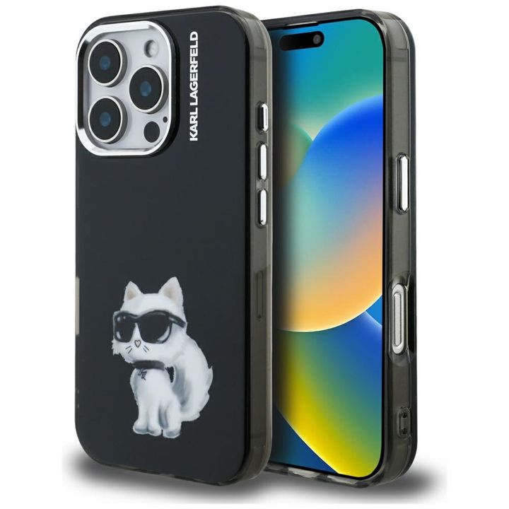 Etui Karl Lagerfeld IML Aquarelle        Choupette & Logo do iPhone 16 Pro Max czarny na NearMe.pl