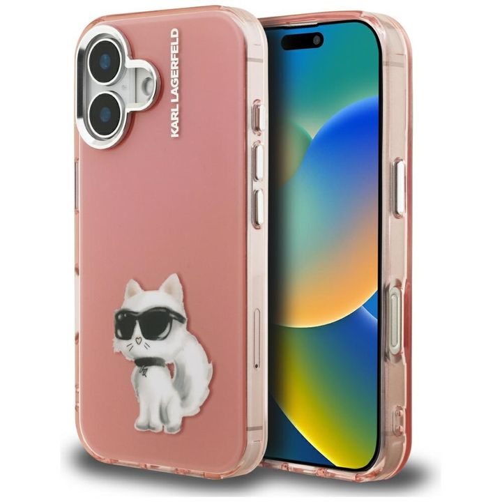 Etui Karl Lagerfeld IML Aquarelle        Choupette & Logo do iPhone 16 różowy na NearMe.pl