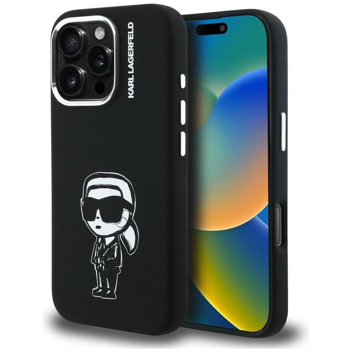 Etui Karl Lagerfeld Silicone Karl Sketch MagSafe do iPhone 16 Pro Max czarny na NearMe.pl