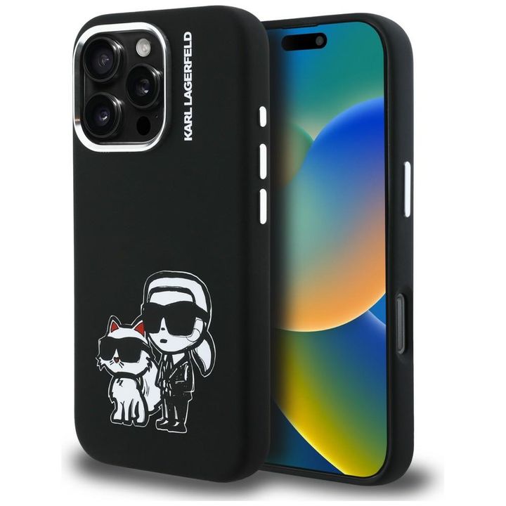 Etui Karl Lagerfeld Silicone             Karl&Choupette Sketch MagSafe do iPhone 16 Pro Max czarny na NearMe.pl